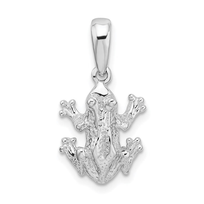 Million Charms 925 Sterling Silver Animal Charm Pendant, Frog, Top View, 2-D & Textured