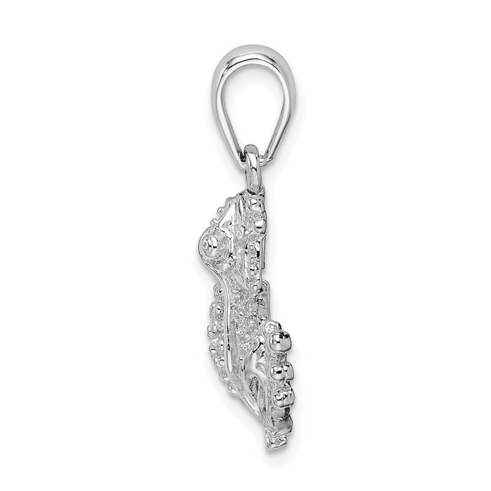 Million Charms 925 Sterling Silver Animal Charm Pendant, Frog, Top View with Extended Legs, Textured & 2-D