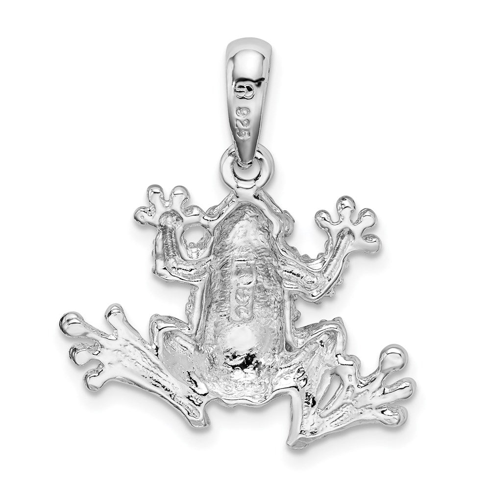 Million Charms 925 Sterling Silver Animal Charm Pendant, Frog, Top View with Extended Legs, Textured & 2-D