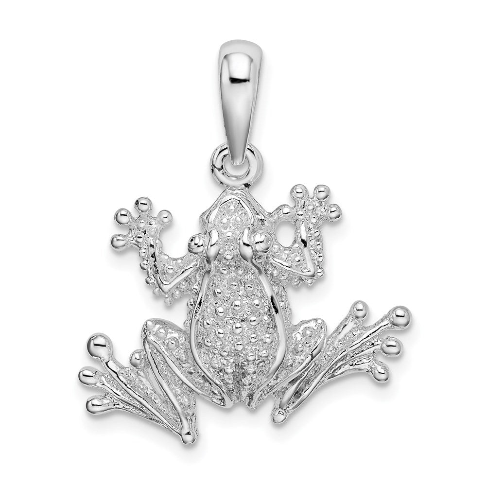 Million Charms 925 Sterling Silver Animal Charm Pendant, Frog, Top View with Extended Legs, Textured & 2-D