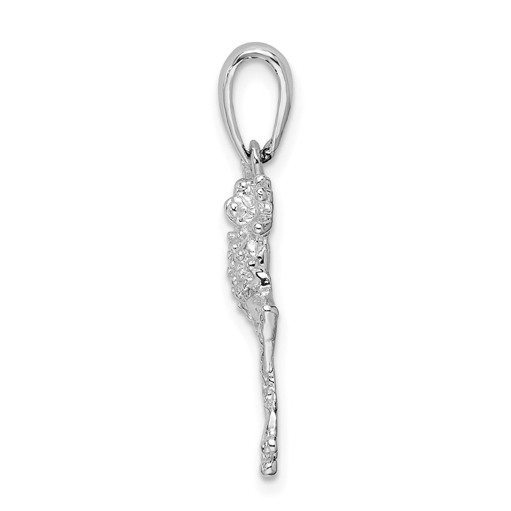 Million Charms 925 Sterling Silver Animal Charm Pendant, Small Frog with Extended Right Leg, Textured & 2-D