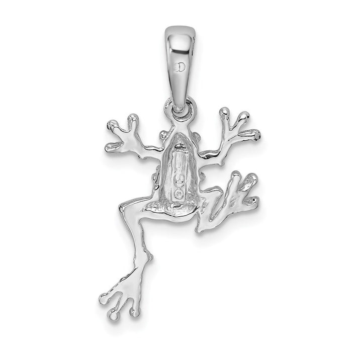 Million Charms 925 Sterling Silver Animal Charm Pendant, Small Frog with Extended Right Leg, Textured & 2-D