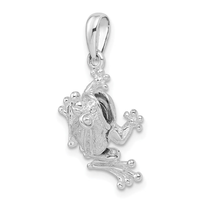 Million Charms 925 Sterling Silver Animal Charm Pendant, 3-D Bug Eyed Frog with Moveable Mouth And Legs