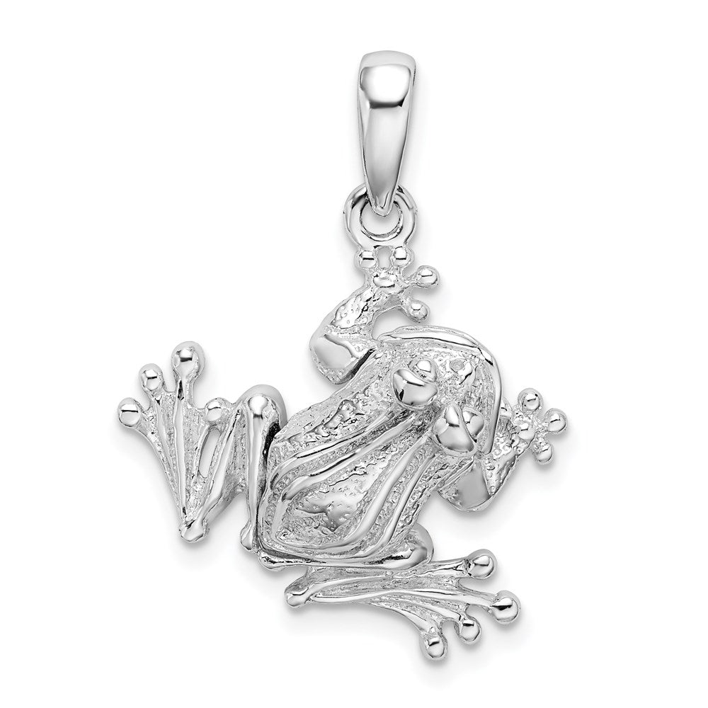 Million Charms 925 Sterling Silver Animal Charm Pendant, 3-D Bug Eyed Frog with Moveable Mouth And Legs