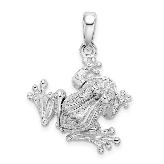 Million Charms 925 Sterling Silver Animal Charm Pendant, 3-D Bug Eyed Frog with Moveable Mouth And Legs