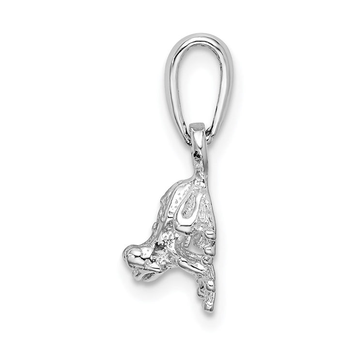 Million Charms 925 Sterling Silver Animal Charm Pendant, Small 3-D Mini Frog Facing Down, Textured & 2-D