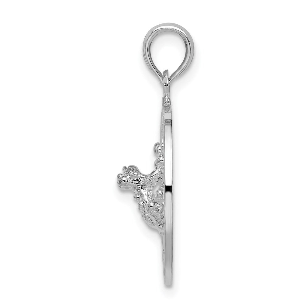 Million Charms 925 Sterling Silver Travel Charm Pendant, Puerto Rico On Round Frame with Frog Center