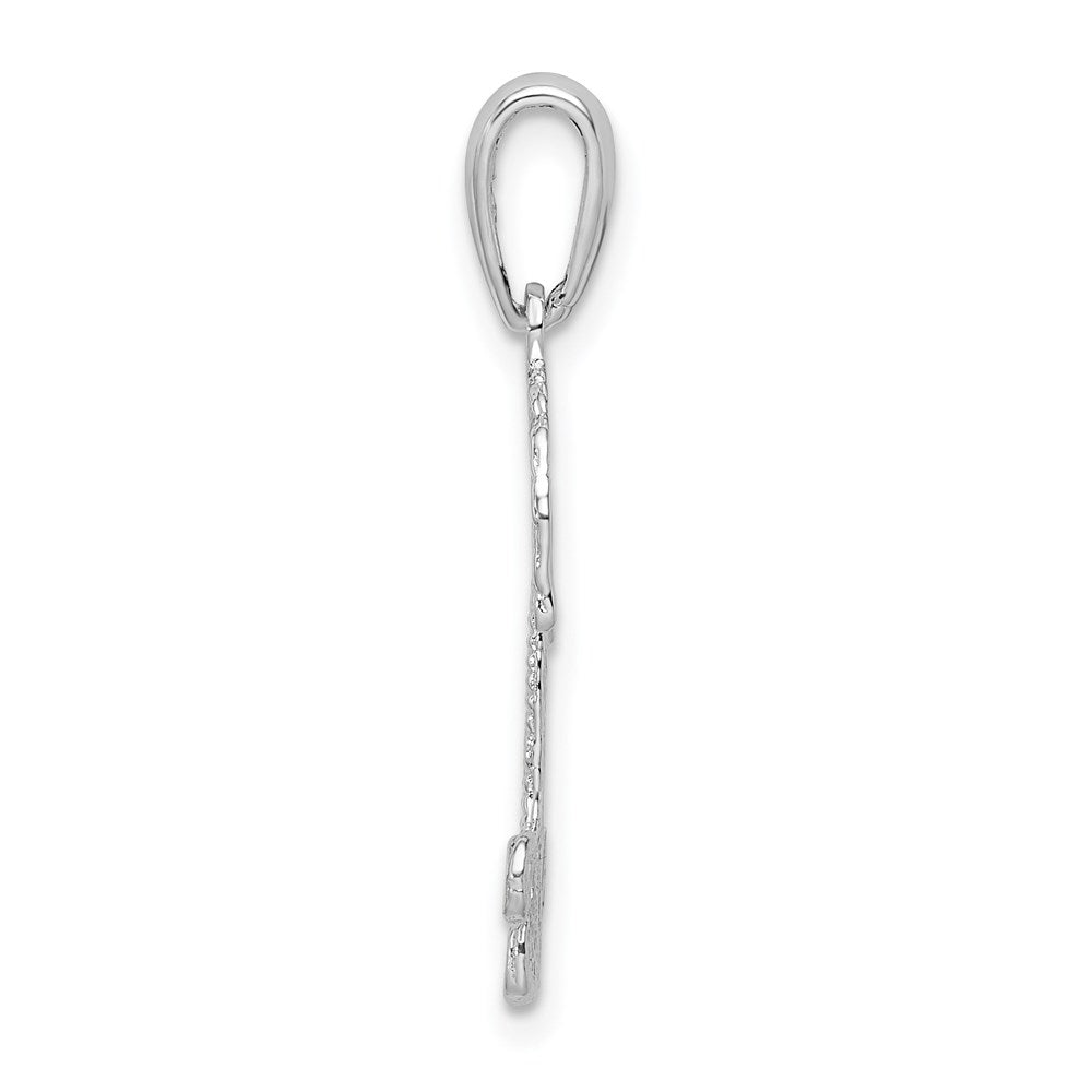 Million Charms 925 Sterling Silver Travel Charm Pendant, Small Puerto Rico Under Palm Tree, Flat