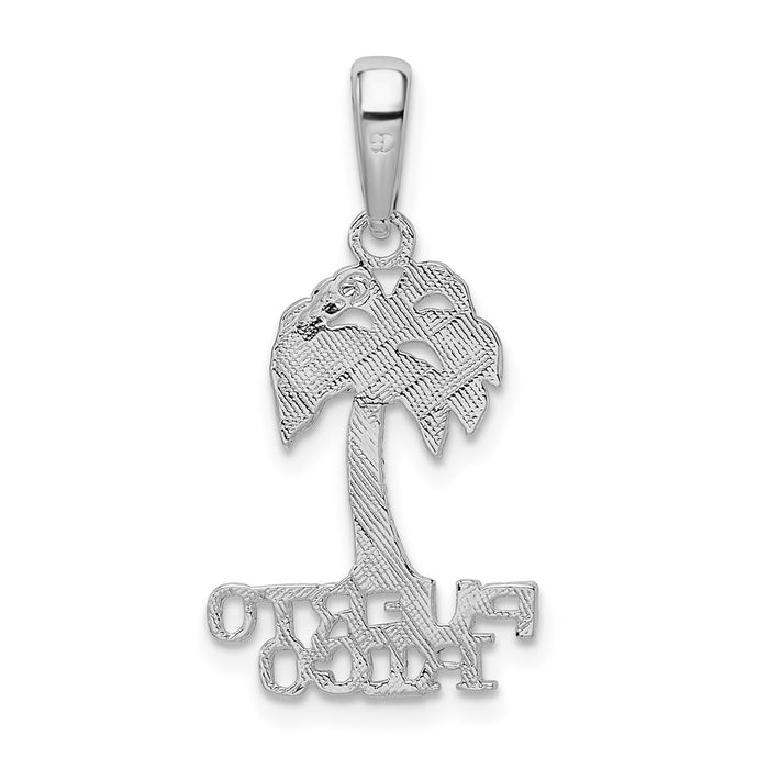 Million Charms 925 Sterling Silver Travel Charm Pendant, Small Puerto Rico Under Palm Tree, Flat