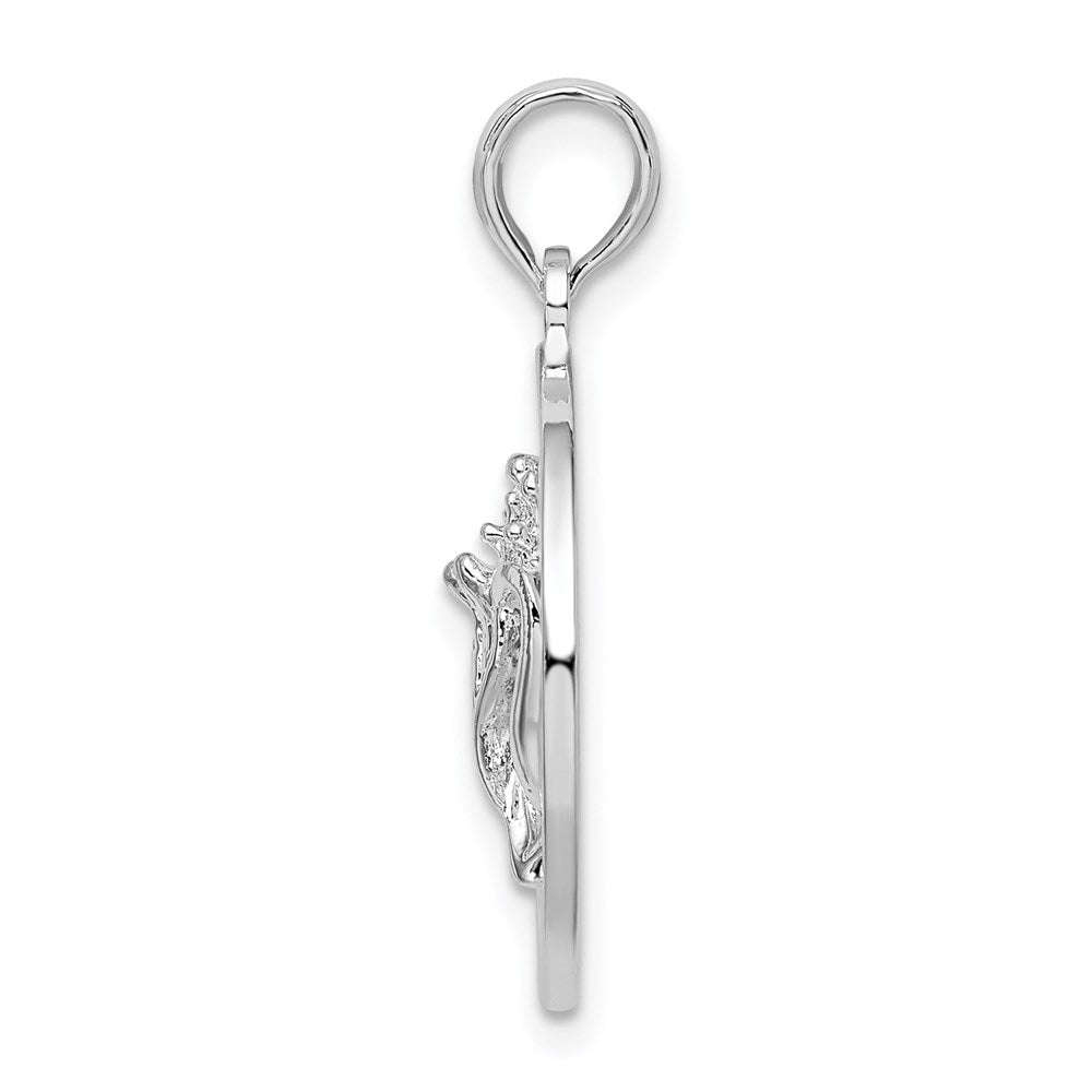 Million Charms 925 Sterling Silver Travel Charm Pendant, Bahamas On Round Frame with Conch Shell Center