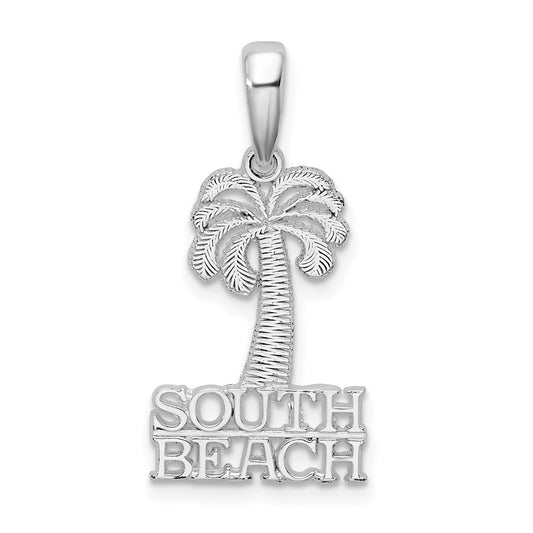 Million Charms 925 Sterling Silver Travel Charm Pendant, Small South Beach Under Palm Tree