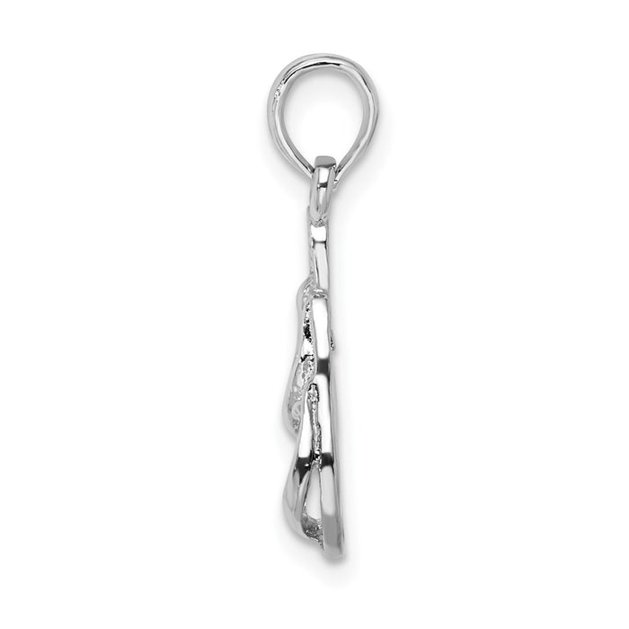 Million Charms 925 Sterling Silver Charm Pendant, Small Double Flip-Flop, Textured