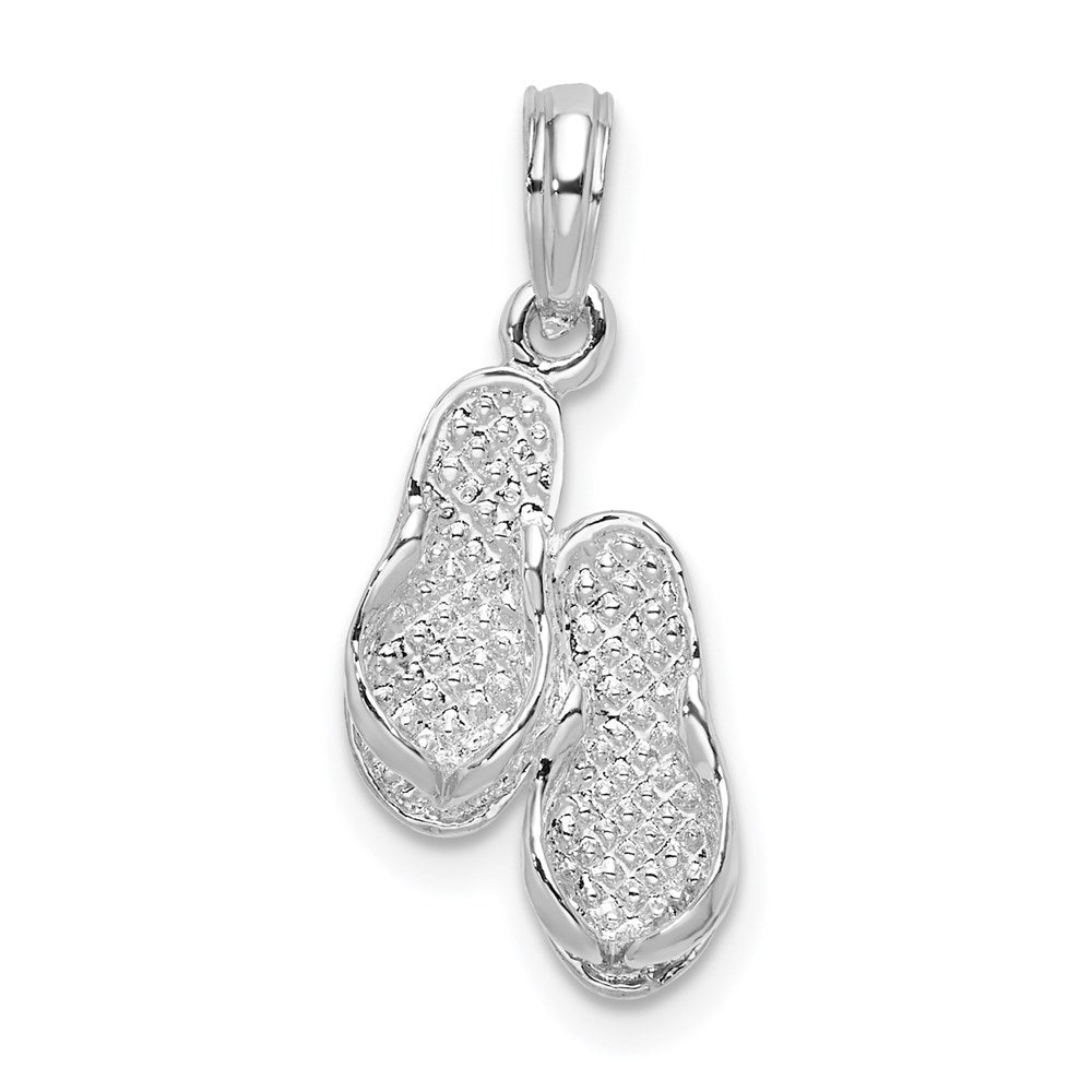 Million Charms 925 Sterling Silver Charm Pendant, Small Double Flip-Flop, Textured