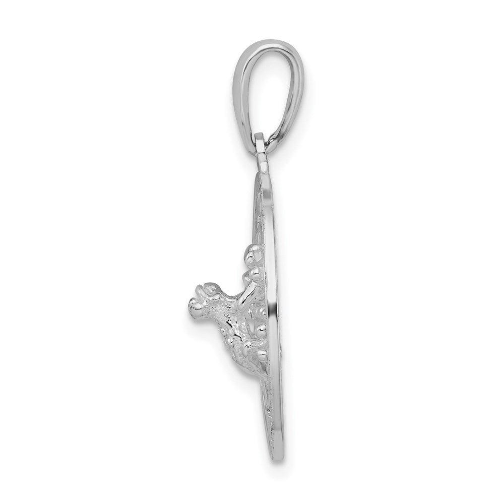 Million Charms 925 Sterling Silver Travel Charm Pendant, Antigua, W.I. On Round Frame with Frog Center