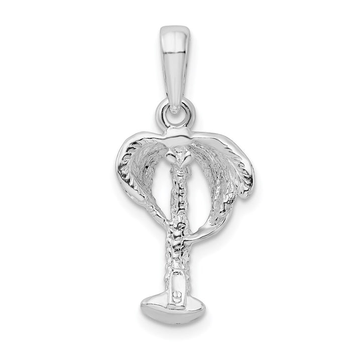 Million Charms 925 Sterling Silver Nautical Coastal Charm Pendant, Palm Tree with Coconuts, 2-D