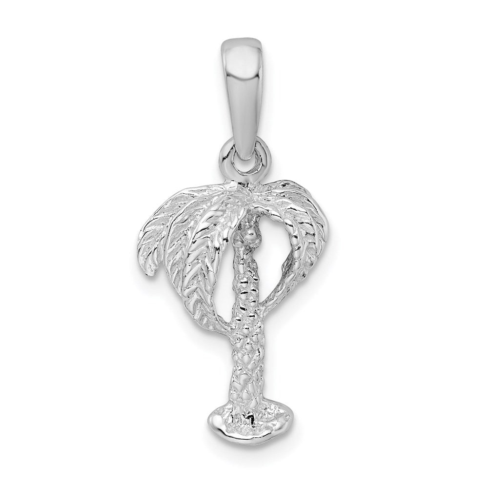 Million Charms 925 Sterling Silver Nautical Coastal Charm Pendant, Palm Tree with Coconuts, 2-D