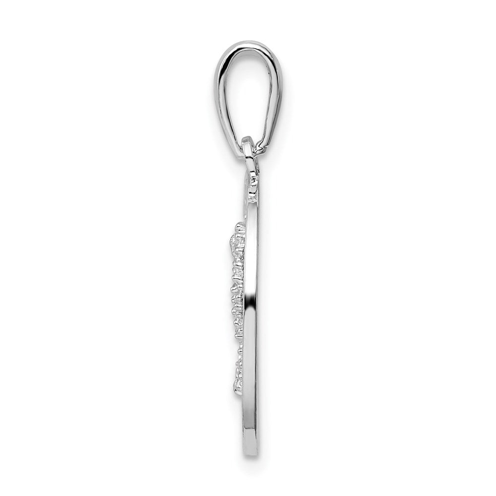 Million Charms 925 Sterling Silver Travel Charm Pendant, Bonaire On Round Frame with Seahorse Center