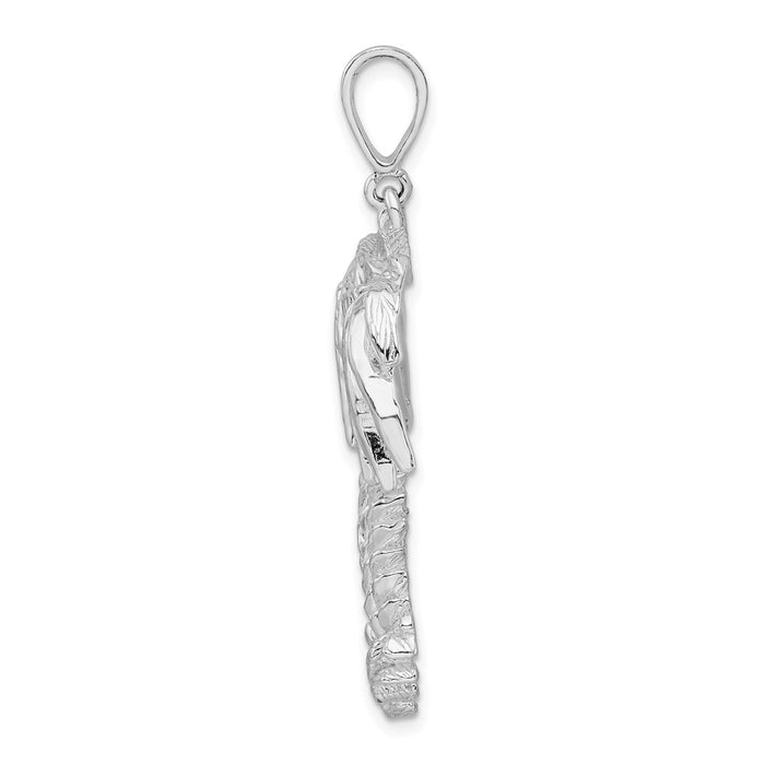 Million Charms 925 Sterling Silver Nautical Coastal Charm Pendant, Large Double Palm Trees, 2-D