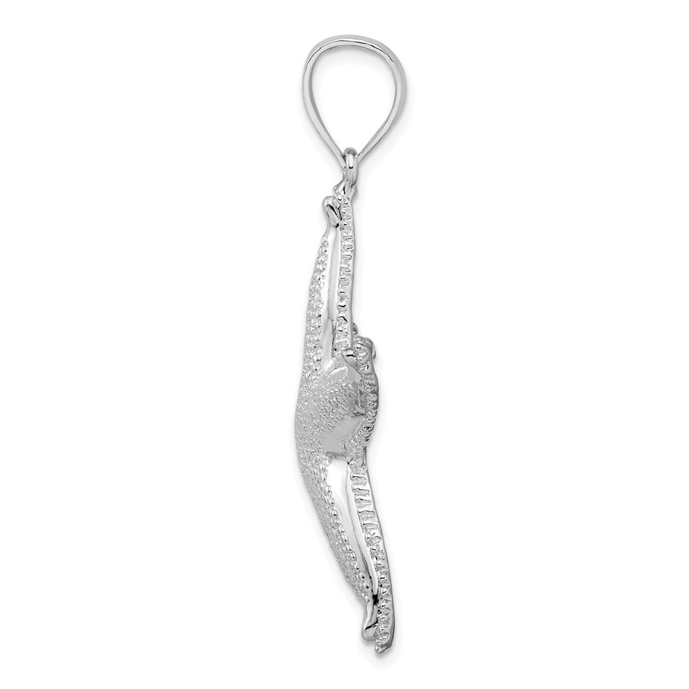 Million Charms 925 Sterling Silver Sea Life Nautical Charm Pendant, Large Starfish, Textured & 2-D