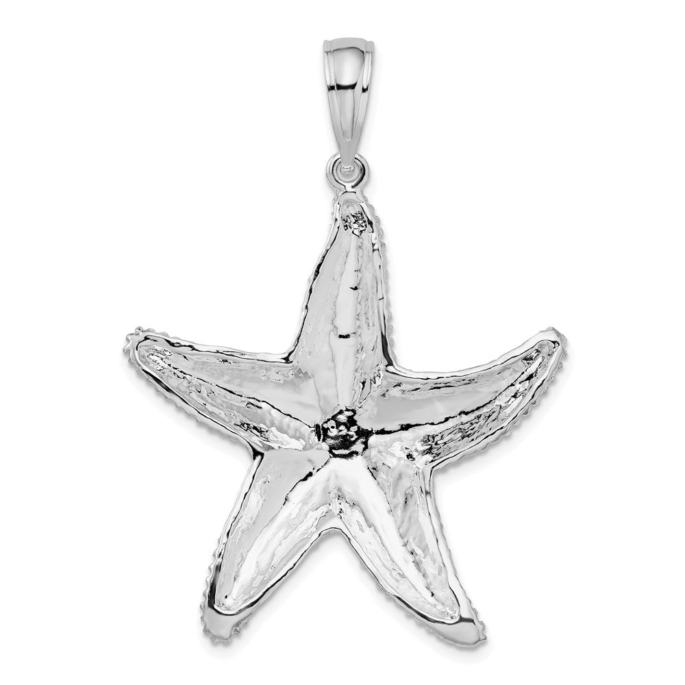 Million Charms 925 Sterling Silver Sea Life Nautical Charm Pendant, Large Starfish, Textured & 2-D