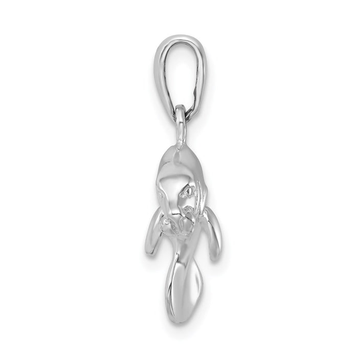 Million Charms 925 Sterling Silver Charm Pendant, 3-D Manatee Swimming, High Polish