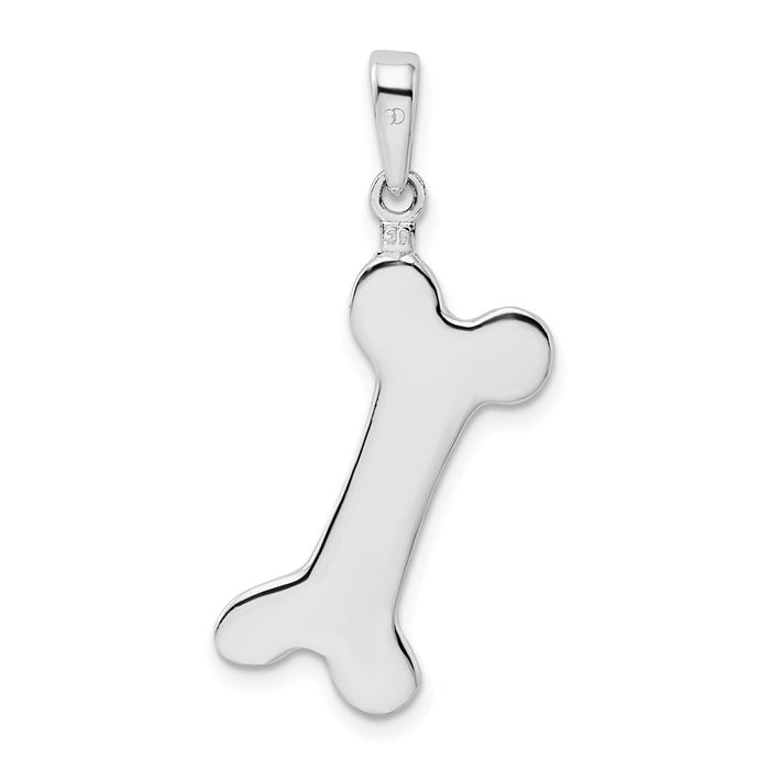 Million Charms 925 Sterling Silver Charm Pendant, 3-D Engraveable Dog Bone Pendant, High Polish