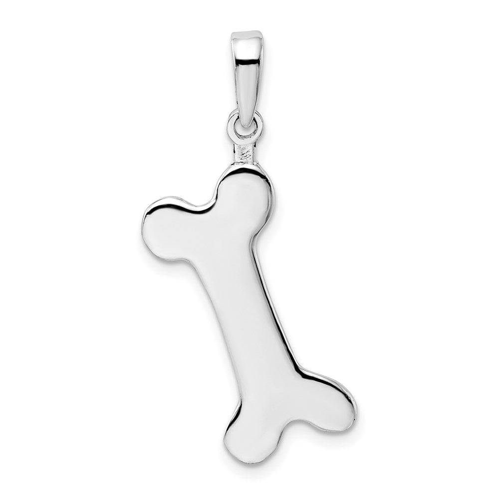 Million Charms 925 Sterling Silver Charm Pendant, 3-D Engraveable Dog Bone Pendant, High Polish