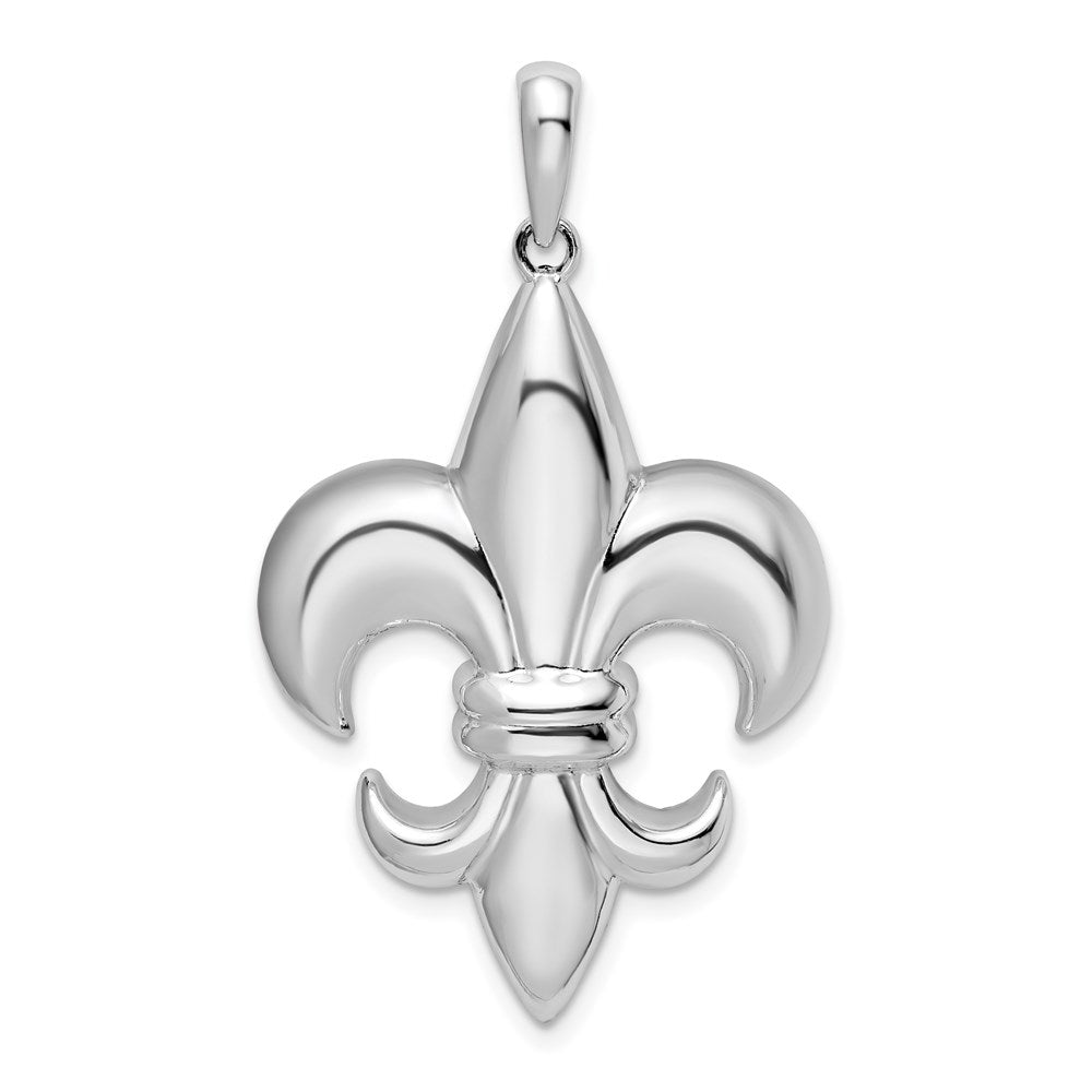 Million Charms 925 Sterling Silver Charm Pendant, Large  Fleur-De-Lis Pendant, Large 2-D