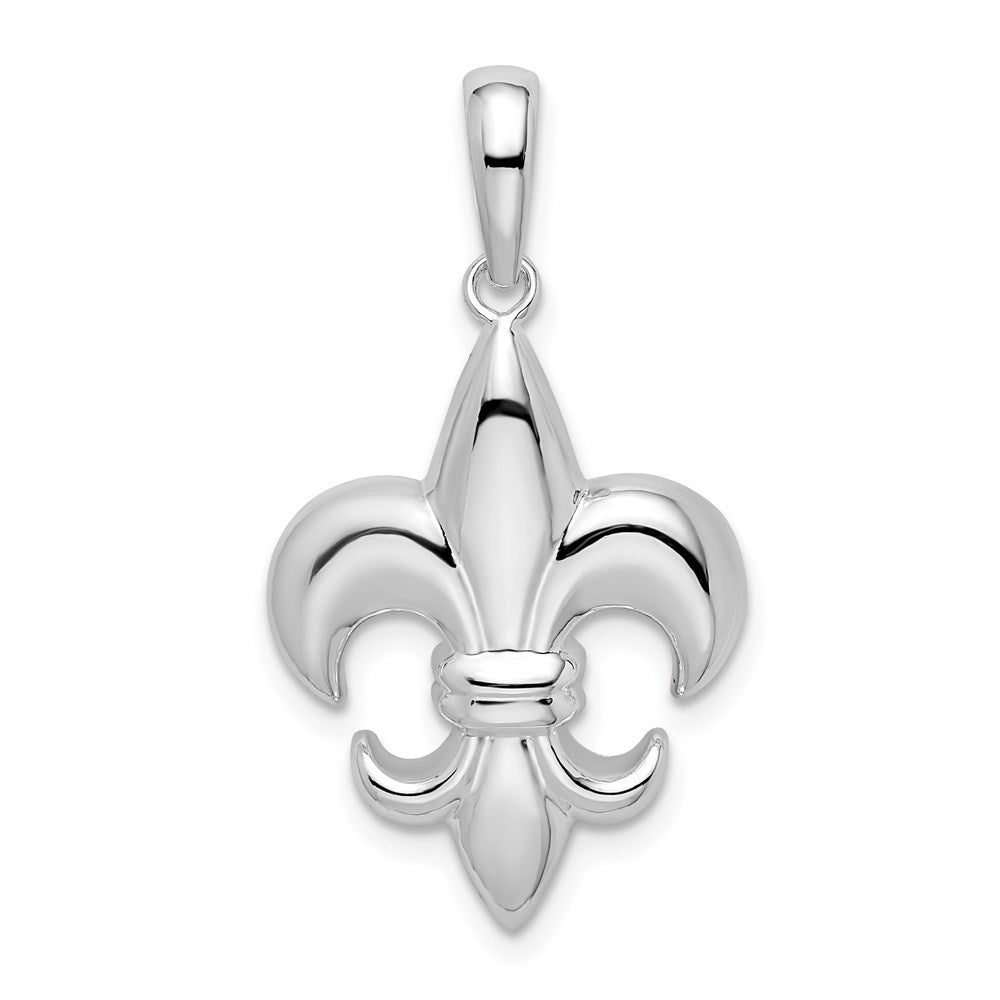 Million Charms 925 Sterling Silver Charm Pendant, Medium Fleur-De-Lis Pendant, 2-D