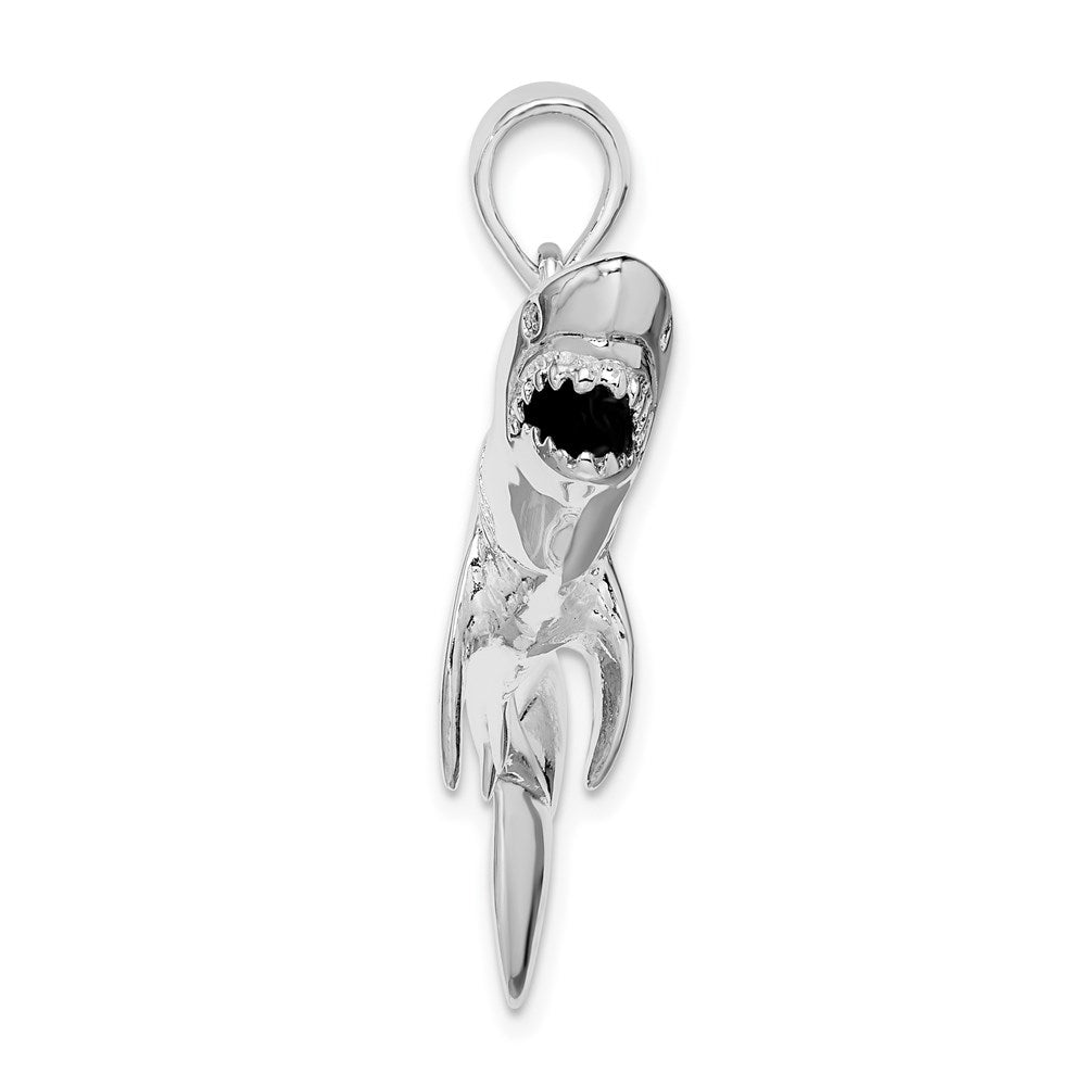 Million Charms 925 Sterling Silver Nautical Sea Life  Charm Pendant, Large 3-D Shark Pendant, Large High Polish