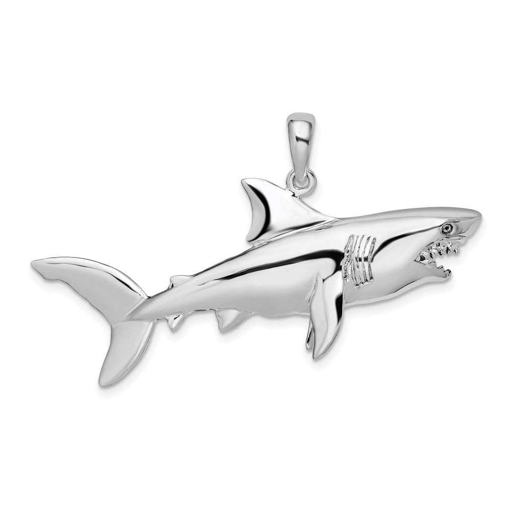 Million Charms 925 Sterling Silver Nautical Sea Life  Charm Pendant, Large 3-D Shark Pendant, Large High Polish