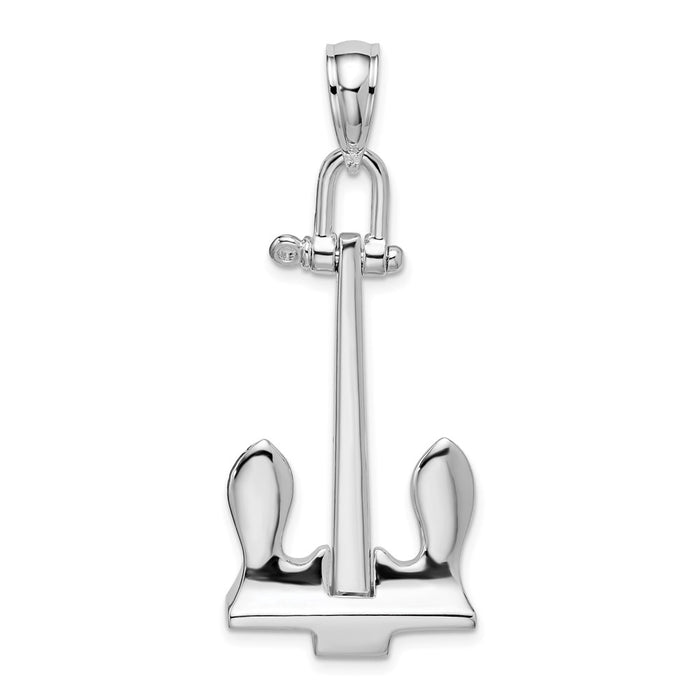 Million Charms 925 Sterling Silver Nautical  Charm Pendant, Large 3-D Navy Anchor, Moveable & High Polish