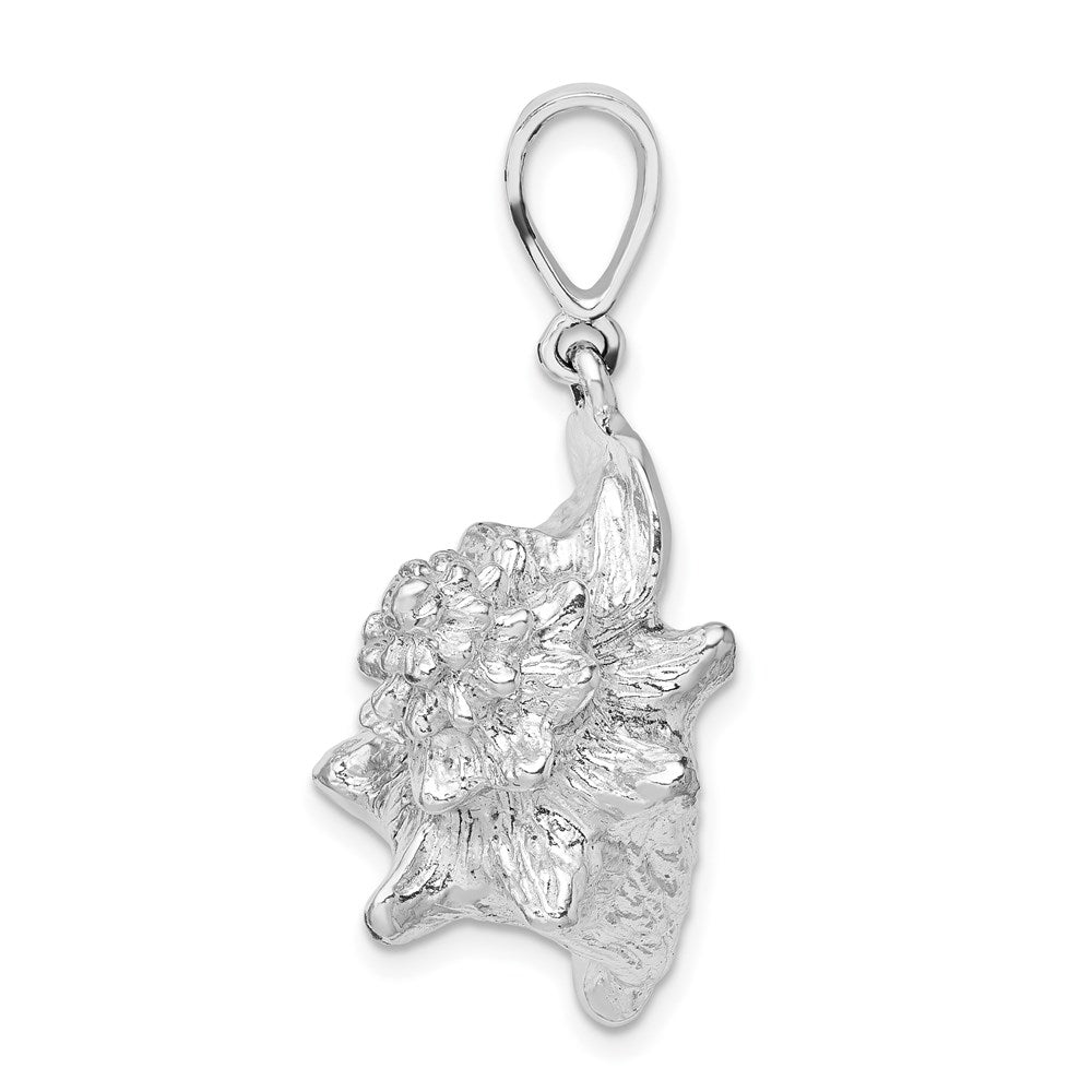 Million Charms 925 Sterling Silver Nautical Sea Life  Charm Pendant, Large 3-D Conch Shell
