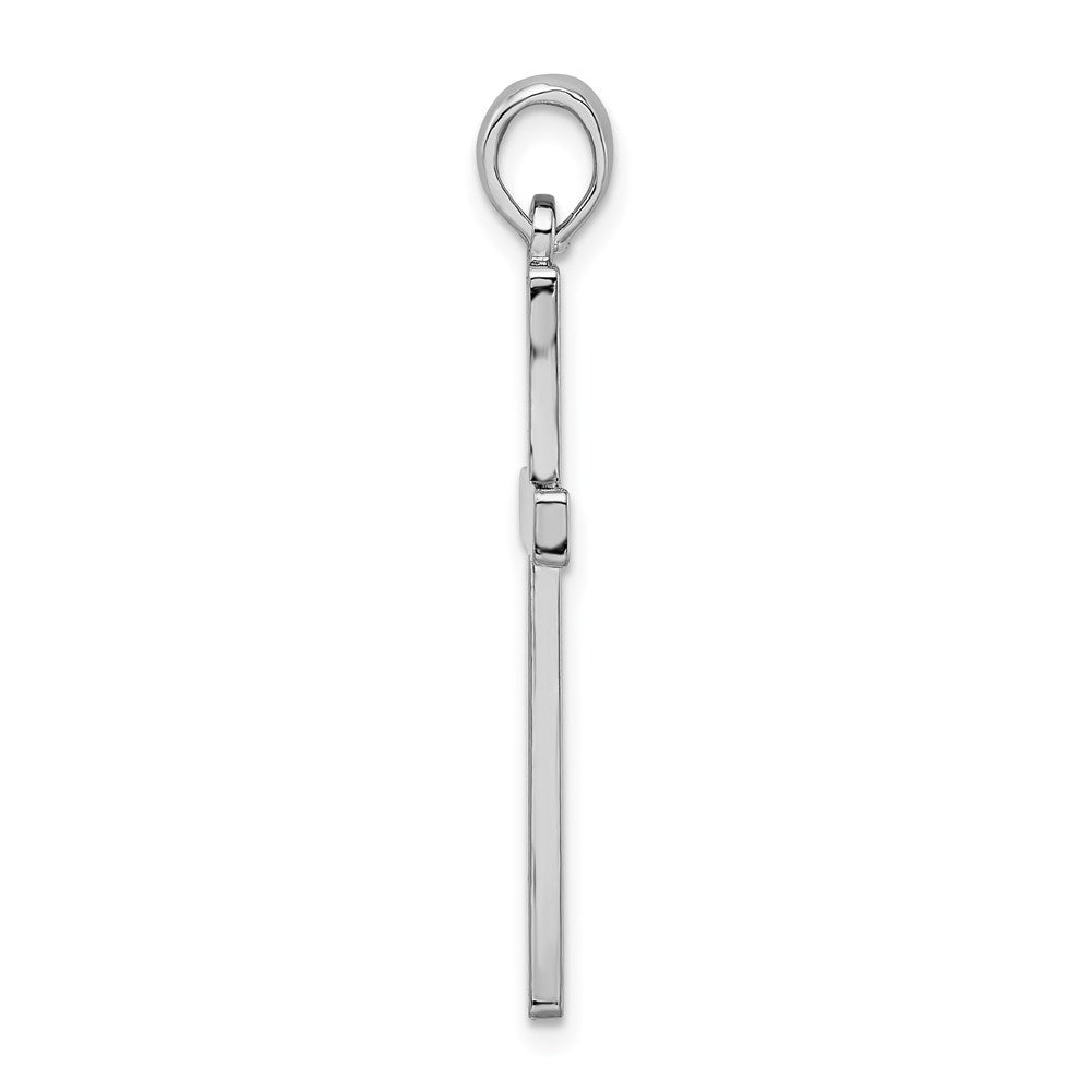 Million Charms 925 Sterling Silver Religious Charm Pendant, 3-D Stick Cross , High Polish