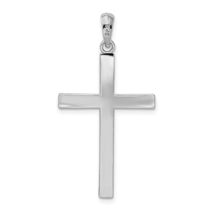 Million Charms 925 Sterling Silver Religious Charm Pendant, 3-D Stick Cross , High Polish