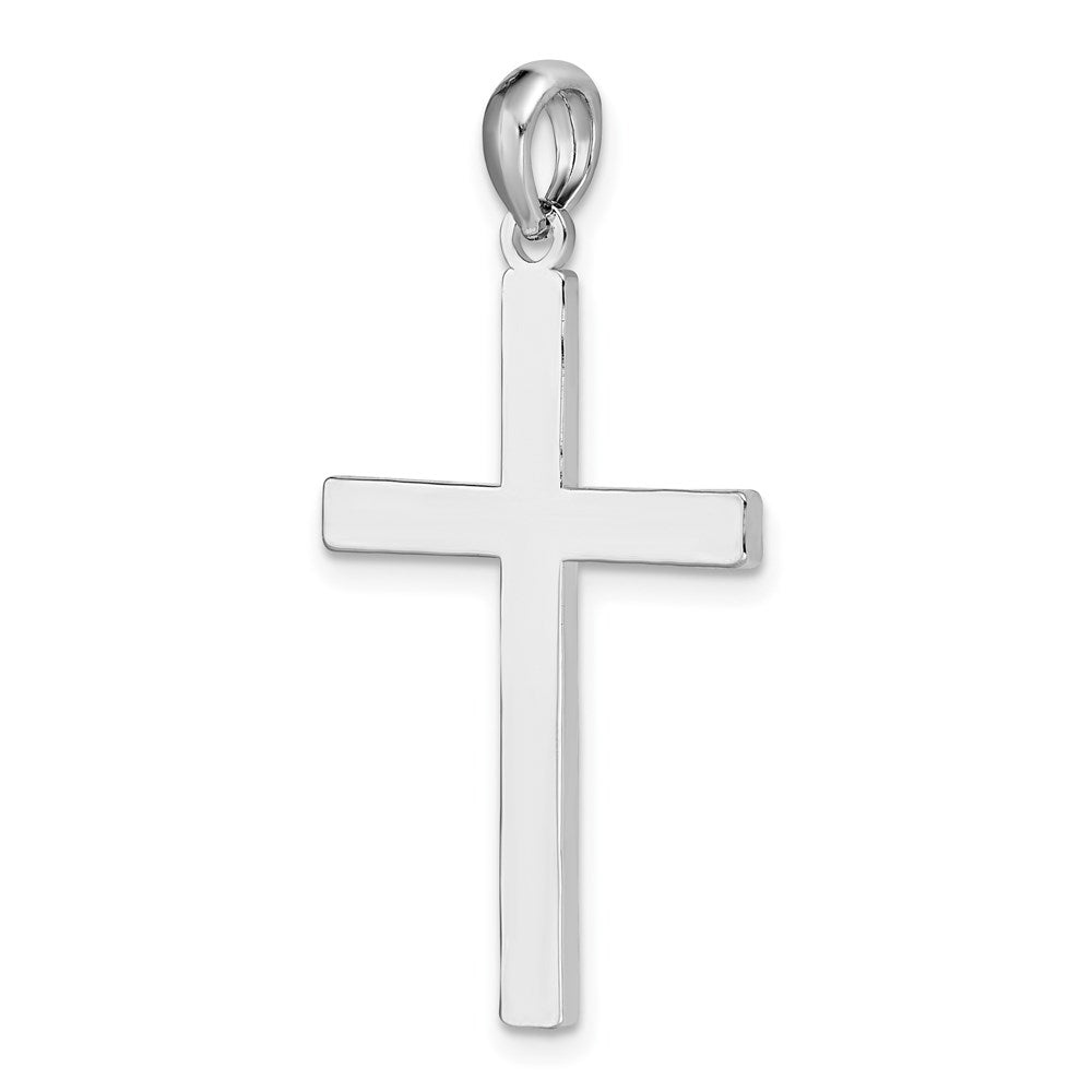Million Charms 925 Sterling Silver Religious Charm Pendant, 3-D Stick Cross , High Polish