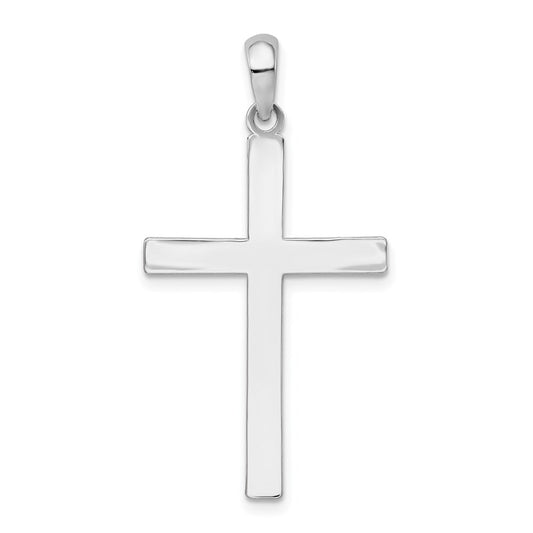 Million Charms 925 Sterling Silver Religious Charm Pendant, 3-D Stick Cross , High Polish