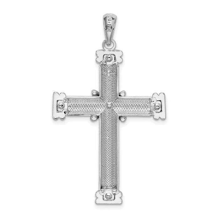 Million Charms 925 Sterling Silver Religious Charm Pendant, Beveled Cross  X Center & Double Endcaps