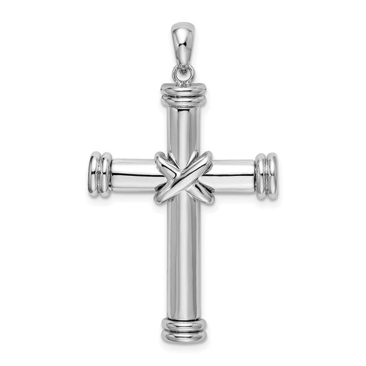 Million Charms 925 Sterling Silver Religious Charm Pendant, Beveled Cross  X Center & Double Endcaps