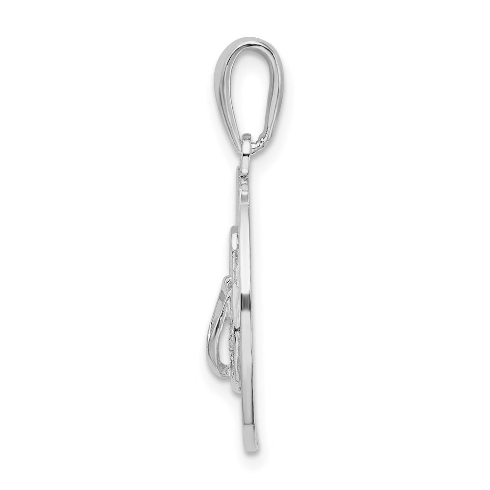 Million Charms 925 Sterling Silver Travel Charm Pendant, Long Beach Island, NJ On Round Frame with Flip-Flop Center