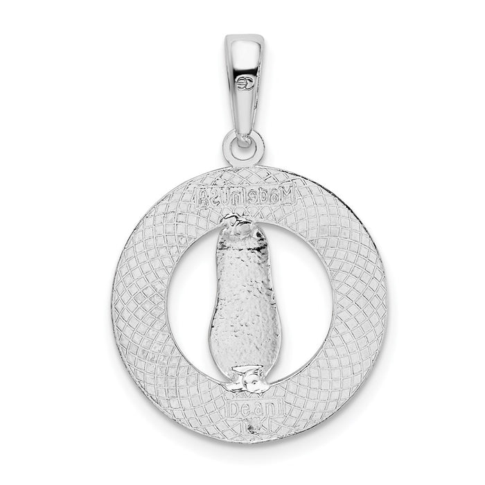 Million Charms 925 Sterling Silver Travel Charm Pendant, Long Beach Island, NJ On Round Frame with Flip-Flop Center