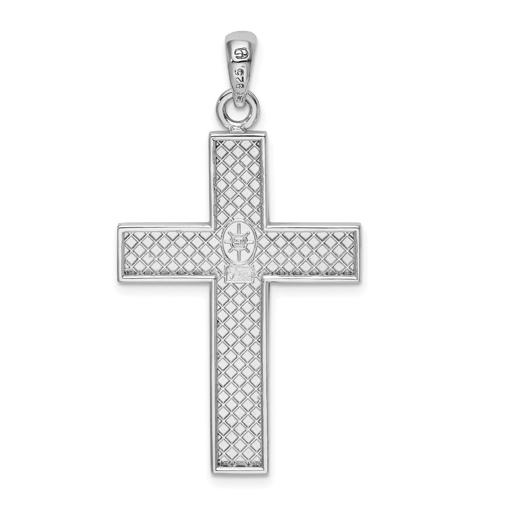 Million Charms 925 Sterling Silver Religious Charm Pendant, Large Square Cross , High Polish & Open Back