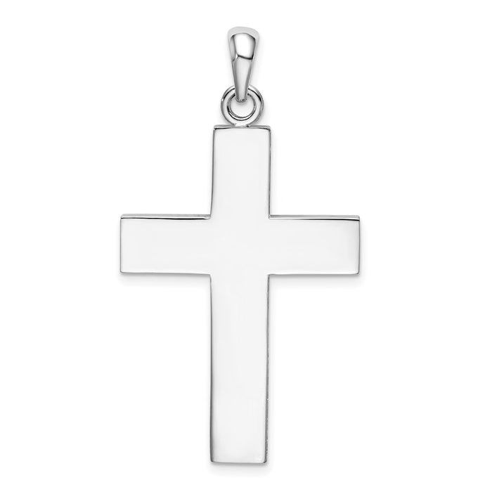 Million Charms 925 Sterling Silver Religious Charm Pendant, Large Square Cross , High Polish & Open Back