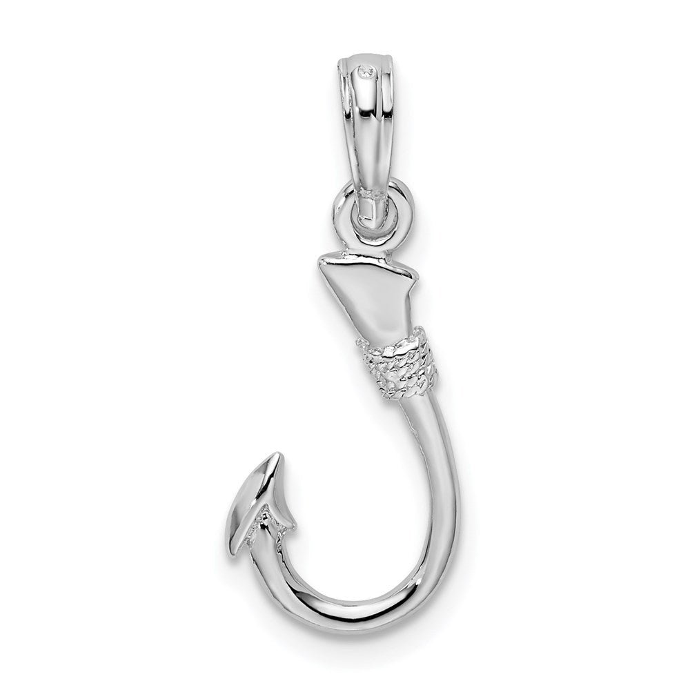 Million Charms 925 Sterling Silver Sea Life Nautical Charm Pendant, Small 3-D Fish Hook