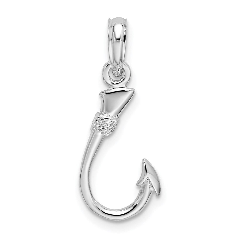 Million Charms 925 Sterling Silver Sea Life Nautical Charm Pendant, Small 3-D Fish Hook