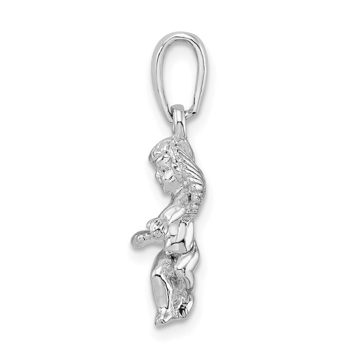 Million Charms 925 Sterling Silver Religious Charm, 3-D Guardian Angel Pendant