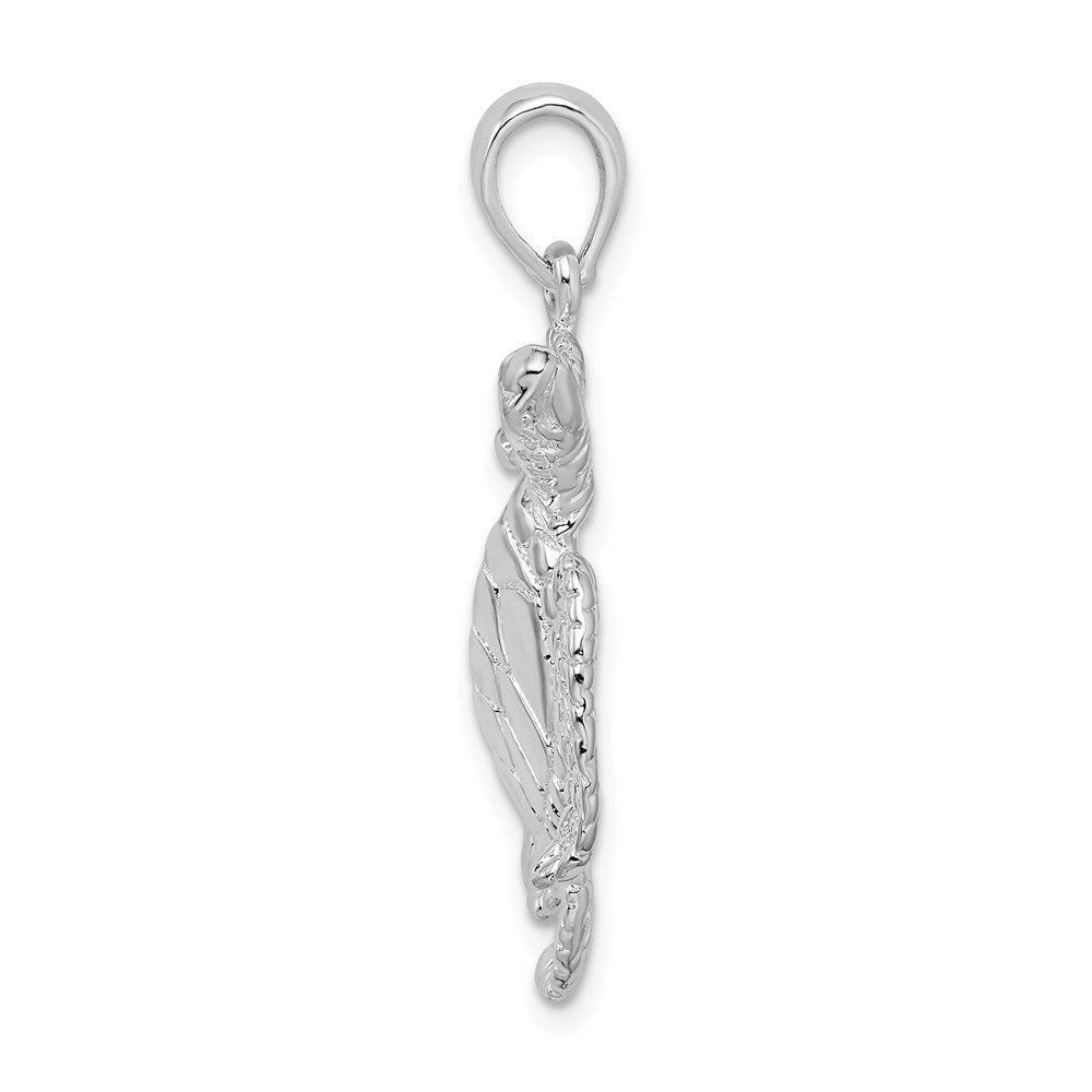 Million Charms 925 Sterling Silver Animal   Charm Pendant, Large  Swimming Sea Turtle, High Polish & Textured