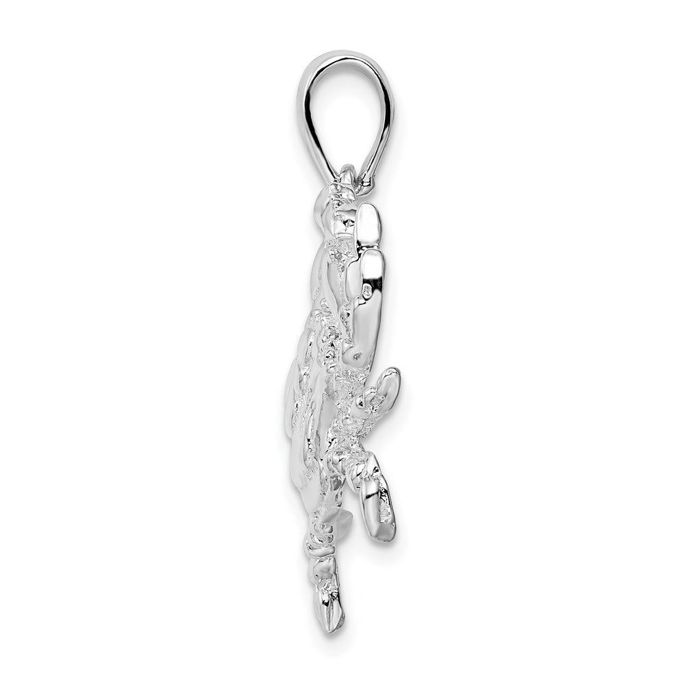 Million Charms 925 Sterling Silver Nautical Sea Life  Charm Pendant, Blue Crab, 2-D