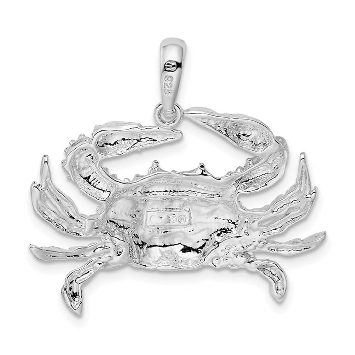 Million Charms 925 Sterling Silver Nautical Sea Life  Charm Pendant, Blue Crab, 2-D