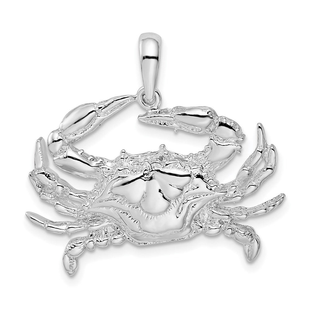 Million Charms 925 Sterling Silver Nautical Sea Life  Charm Pendant, Blue Crab, 2-D